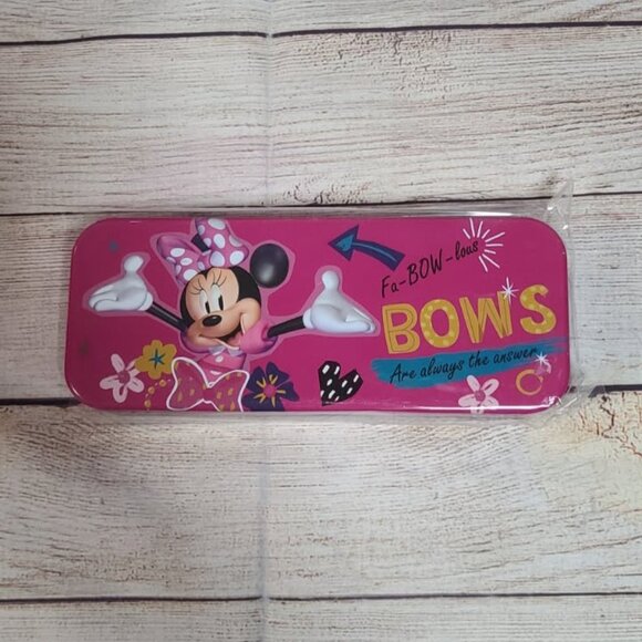 Disney Minnie Mouse Fa-Bow-lous Bows Tin Pencil Case - NEW - Picture 1 of 2